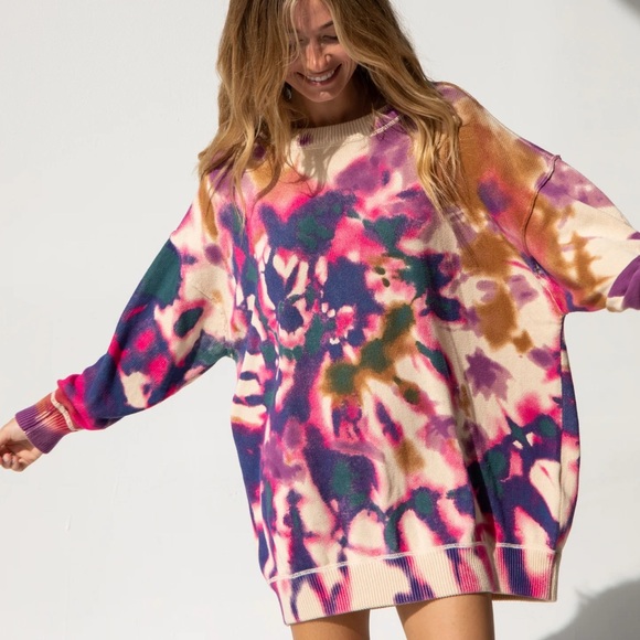 Natural Life Taylor Oversized Cotton Sweater Sunrise Tie-Dye
Pink Purple Sz S/M - Picture 1 of 6